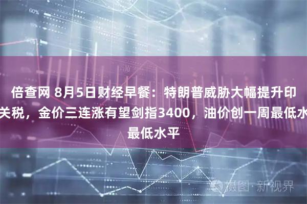 倍查网 8月5日财经早餐：特朗普威胁大幅提升印度关税，金价三连涨有望剑指3400，油价创一周最低水平