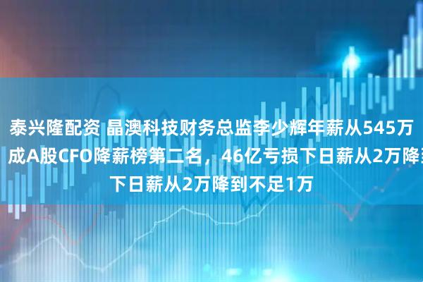 泰兴隆配资 晶澳科技财务总监李少辉年薪从545万到238万，成A股CFO降薪榜第二名，46亿亏损下日薪从2万降到不足1万