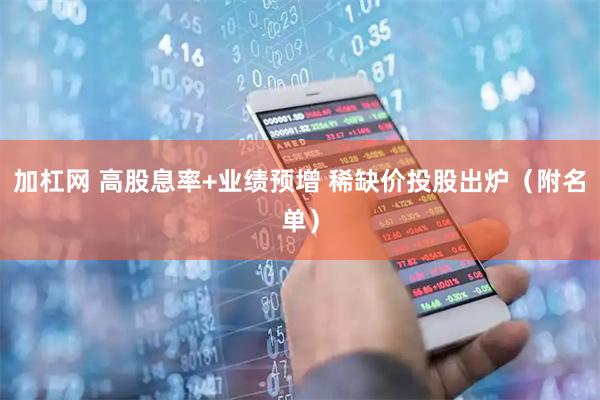加杠网 高股息率+业绩预增 稀缺价投股出炉（附名单）